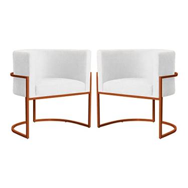 Imagem de Kit 02 Poltronas Decorativa Luana Base Bronze Suede Cores - DS Estofados