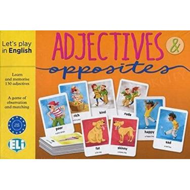 Imagem de Adjectives & opposites. Gamebox: Spiel à 2 x 65 Karten mit Adjektiven und ihren Gegensätzen, 1 Joker- und 1 Ereigniskarte + Spielanleitung