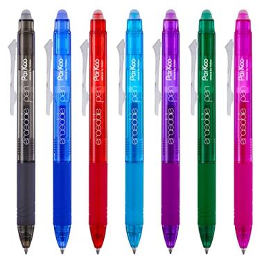 Imagem de ParKoo – Clicker retrátil de canetas de gel, ponta fina, sem necessidade de branqueamento, tintas de cores sortidas para planejadores e quebra-cabeças de palavras cruzadas, pacote com 7