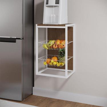 Imagem de Fruteira de Parede Industrial Vertical Maná Imbuia/branco