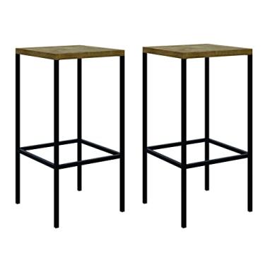 Imagem de Kit 2 Banquetas Altas Para Cozinha Artesano Vermont/Preto Fosco