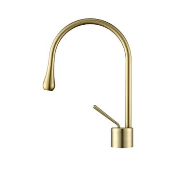 Imagem de Torneira para lavatório de banheiro com brilho cromado, metal fosco, misturador quente e frio, ouro escovado