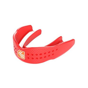 Imagem de (Youth, BASKETBALL, RED) - Shock Doctor Mouthguard SuperFit - Easy-Fit Strap/Strapless mouthguard - Low Profile Fit perfect for Basketball, Hockey, Lacrosse, All Sport