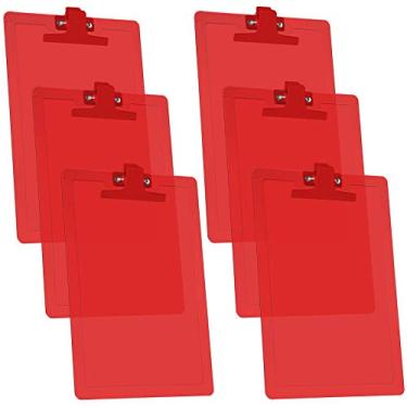 Imagem de Acrimet Clipboard Letra Tamanho A4 (13 3/8" x 9 7/16") Clipe de metal premium com réguas laterais (plástico) (cor vermelha) (pacote com 6)
