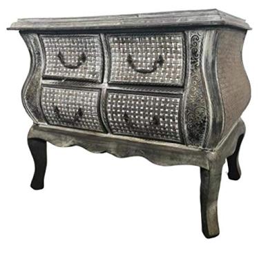 Imagem de Comoda de Madeira e Rattan 4 Gavetas 72x43x62cm Xilya