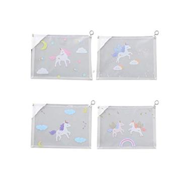 Imagem de 4 peças de bolsas brancas com zíper Legou para materiais escolares de escritório, foto colorida-3