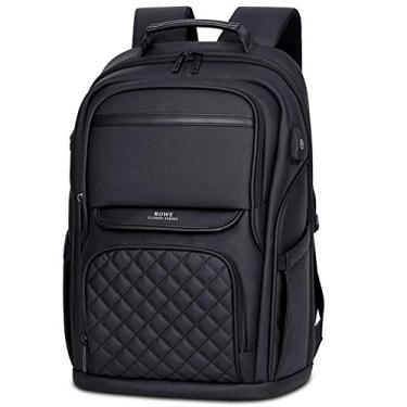 Imagem de Mochila de ombro Mochila masculina Bolsa de computador de viagem Mochila de viagem de grande capacidade Bolsa de escola masculina, tecido Oxford de alta densidade, preto