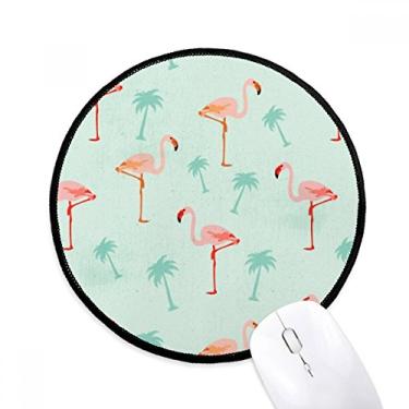 Imagem de Mouse pad com estampa de flamingo rosa animal tapete redondo para escritório para computador