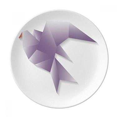 Imagem de Pombo abstrato geométrico, padrão origami, prato decorativo de porcelana salver, louça de jantar