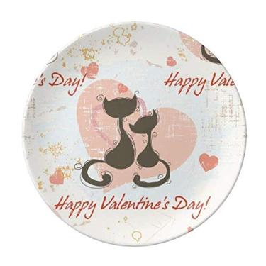 Imagem de Black Cats Prato de jantar decorativo de porcelana Salver para o Dia dos Namorados