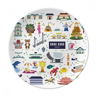 Imagem de Hong Kong Famous Locations Prato de Porcelana Decorativo Salver Talheres Prato de Jantar