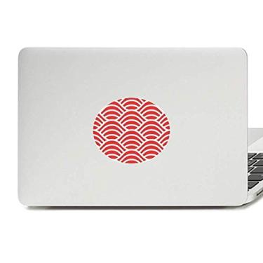Imagem de Adesivo de notebook com emblema de vinil e ondas brancas e vermelhas japonesas