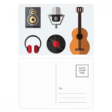 Imagem de Fone de ouvido de guitarra, microfone de CD, estampa de música, cartão postal de aniversário, cartão de agradecimento