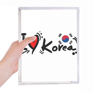 Imagem de Caderno com ilustração de coração I Love Korea com a palavra Love Korea, diário de folhas soltas recarregáveis, artigos de papelaria