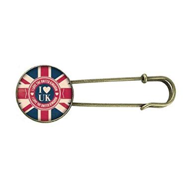 Imagem de Broche de metal retrô com a bandeira do Reino Unido I Love The United Kingdom Union Jack