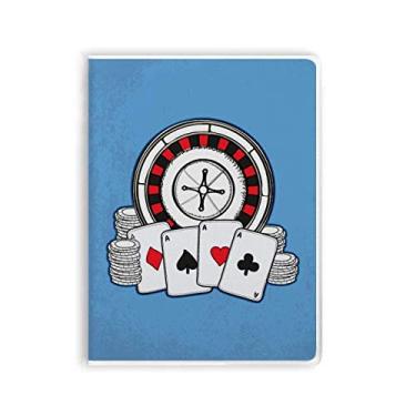 Imagem de Caderno com ilustração de toca-discos e fichas de pôquer, capa macia para diário
