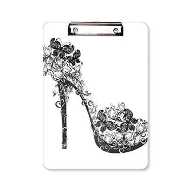 Imagem de Sapatos de salto alto flor padrão borboleta prancheta pasta bloco de notas placa de suporte A4