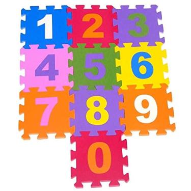 Imagem de Kit 10 Placas Tatame Eva 29x29 Infantil Colorido Com Números - Tapete De Encaixe Emborrachado Para Bebê