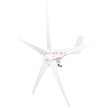 Imagem de 800W gerador de turbina eólica portátil 12V/ 24V/ 48V turbina eólica 5 lâmina com controlador de vento kit gerador de turbina para cabines ou casa (branco),24v