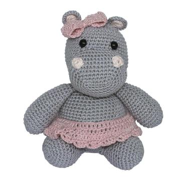 Imagem de Hipopótamo Lola De Laçinho Rosa Amigurumi Crochê Quarto Bebê