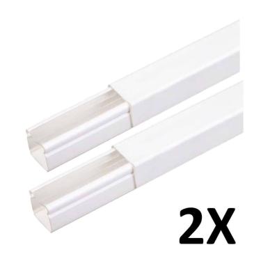 Imagem de Kit 2 Canaletas Cabos Fios Fita Dupla Face 2Mt Branco