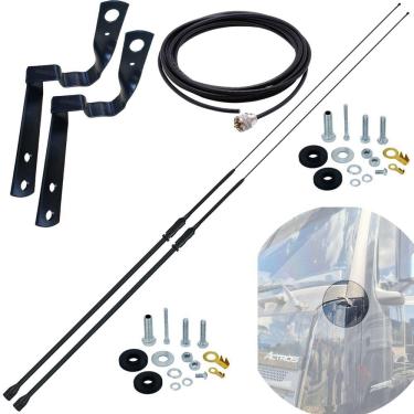 Imagem de 2 Antena Px Prolongador Argentina Black Suporte Dianteiro Mb Actros Cabo 5,5m Parafusos