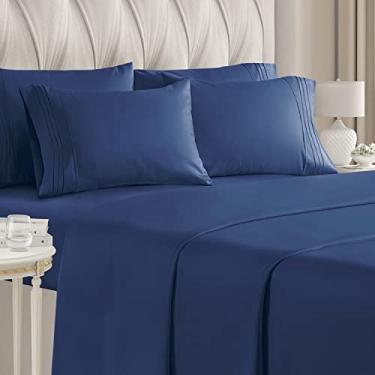 Imagem de Queen Size Sheet Set - 6 Conjunto de Peças - Lençóis de Cama de Luxo do Hotel - Extra Macio - Bolsos Profundos - Easy Fit - Folhas respiráveis e de resfriamento - Comfy - Folhas de Cama Azul Marinho - 6 Pc Queen, Royal Blue