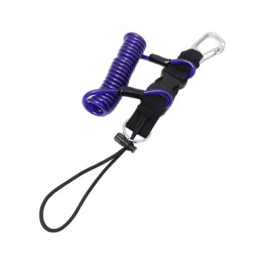 Imagem de Dynwave Cordão de mergulho pulseira corda de segurança com gancho metal câmera cordão freediving corda para câmeras de mergulho à deriva ferramentas, roxo