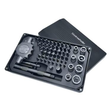Imagem de Steinwhale Conjunto de pontas de chave de fenda sem engrenagens 64 em 1, operação ultrassuave, alça plana para pontos apertados e alto torque, montagem magnética, 58 peças de 6 mm e 4 mm S2 para uso versátil