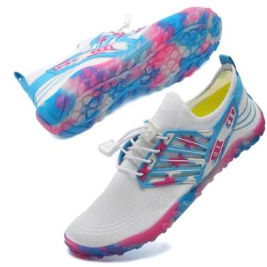 Imagem de WateLves Sapatos aquáticos masculinos e femininos para praia, natação, secagem rápida, meias aquáticas para surf, ioga, hidroginástica, P/azul-escuro, 6 Women/4 Men