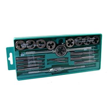 Imagem de Jogo Macho e Tarraxa Abre Rosca Interna e Externa Cossinete Para Alumínio Plástico 20 Peças