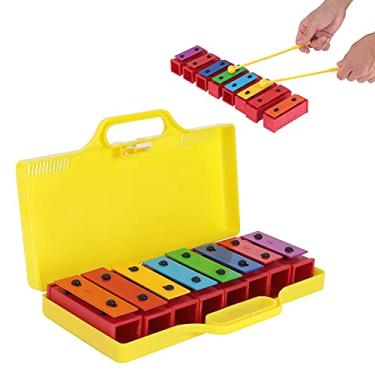 Imagem de Xilofone para crianças, xilofone infantil de 8 tons Glockenspiel para crianças, xilofone de 8 notas, instrumentos de percussão profissional para crianças com 2 baquetas, 1 caixa amarela