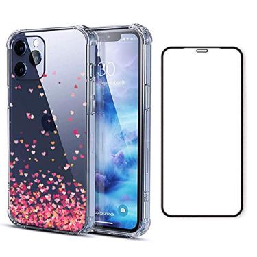 Imagem de Capinha Corações Anti Quedas Novos iPhone 12 + Película Tela Vidro 3D (iPhone 12 Pro Max)
