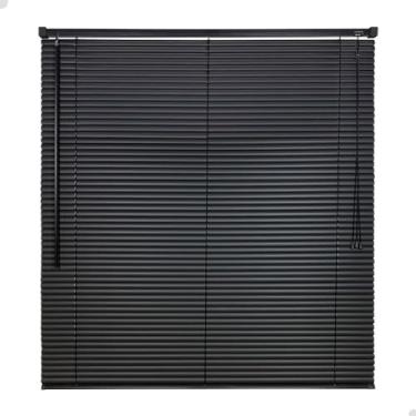 Imagem de Persiana Horizontal Para Janela PVC 25mm Cortina Sala Quarto (PRETO, 80x130cm)