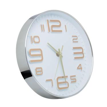 Imagem de LYOR Relógio de Parede em Plástico Quartz Branco com Dourado 25cm x 4cm - Decoração de Parede - Organização - Enfeites - Utilidades Domésticas
