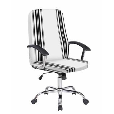 Imagem de Savannan Capa para cadeira de escritório, listras verticais pretas brancas, ajuste elástico, capa para cadeira de computador, capa removível para cadeira de escritório, 1 peça, média