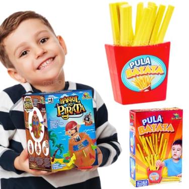 Imagem de Kit 2 jogos pedagógicos infantil educativos Barril Pula Pirata presente brinquedo criança menino menina 5 anos Jogos de tabuleiro + Jogo Pula Batata dia das crianças natal