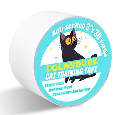 Imagem de Polarduck Fita antiarranhão para gatos: 7,6 cm x 30 jardas fita de treinamento para gatos 100% transparente transparente dupla face fita dissuasora de arranhões protetor de móveis para sofá, tapete,