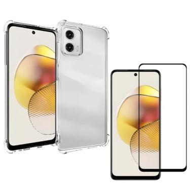 Imagem de Capa Capinha Anti Impacto + Película de Vidro Temperado 3D Para Moto G73 Tela De 6,5 Polegadas - (Bluepink)