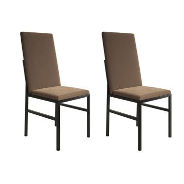 Imagem de Kit 2 Cadeiras de Jantar Estofadas Mônaco Premium Marrom