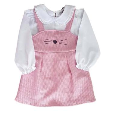 Imagem de Vestido Infantil Elegante Jacquard Matelassê Body Infanti-Feminino