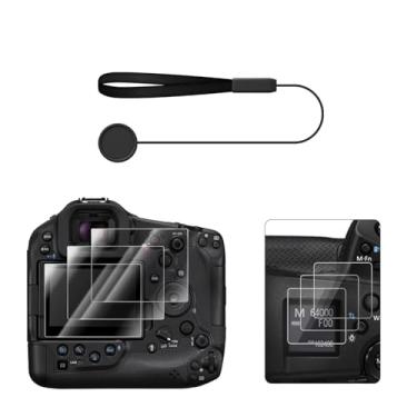 Imagem de VOVMOEYA Protetor de tela compatível com Canon EOS R5 Mark II, para Canon EOS R5 para EOS R3 para EOS R1 【3 peças de folhas de vidro temperado LCD + 3 peças de protetor de tela de ombro PET】 com 1
