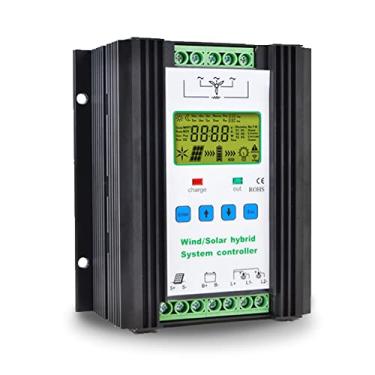 Imagem de iSunergy Controlador de carregamento híbrido solar de 1000 W PWM 600 W vento + tecnologia de carregamento de impulso solar de 400 W, regulador digital inteligente com visor LCD