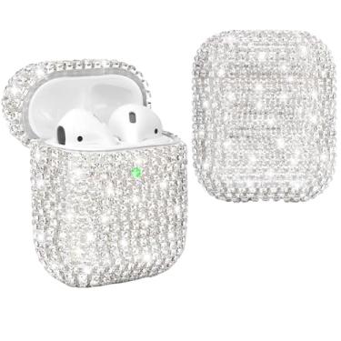Imagem de SKINEAT capa protetora de Airpods com diamante para AirPods, capas de carregamento, acessórios rígidos para Apple Airpods 2 e 1, capa para AirPods com diamante brilhante e acessórios para Airpod fofos