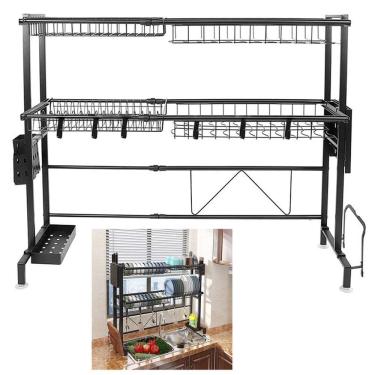 Imagem de Escorredor de Louça 2 Andares Suspenso Modular Pia Bancada Cozinha Comprimento Ajustave...