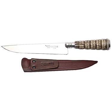 Imagem de Facas Gaúcha, 1007RT, Faca N 7 Aço Inox Cabo Rabo de Tatu e Bainha Churrasco, cor Marrom, Couro