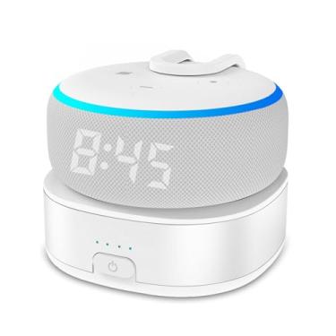 Imagem de Fanxoo ED3 Base de Bateria para Alexa Echo Dot 3rd Gen, Suporte de Bateria Portátil para Echo Dot 3, Uso Gratuito na Cozinha, Banheiro, 5200mAh, Branco (Apenas acessórios, não inclui Echo Dot 3rd)