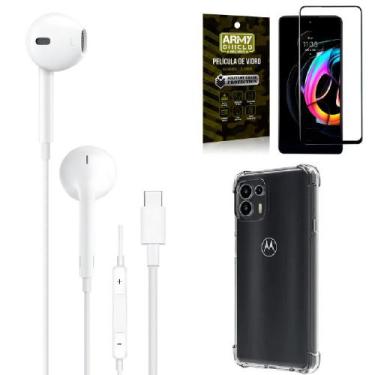 Imagem de Capa Moto Edge 20 Lite + Fone de Ouvido Tipo C + Película 3D - Armyshi