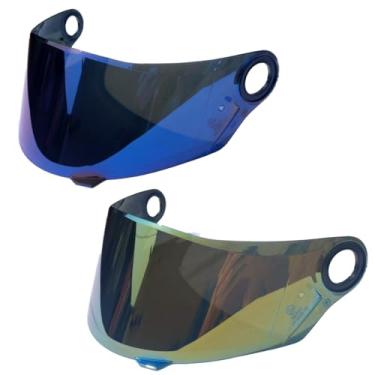 Imagem de Kit 2 Viseira Para Capacete Espelhada Ls2 FF358 FF392 FF396 FW3 GT Anti Risco Helt Texx Mormaii (Azul/Dourada)
