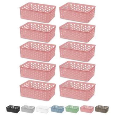 Imagem de Kit 10 Cesto Organizador Rattan Armário Gaveta Lavanderia P - Usual Ut